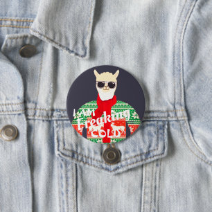 I'm Freezing! Funny Christmas Llama Design 3 Inch Round Button