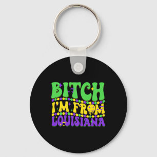 I'm From Louisiana Mardi Gras Fleur De Lis Fat Tue Keychain