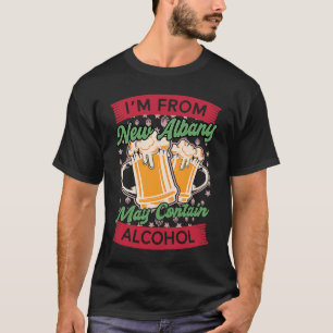 Im From New Albany May Contain Alcohol Indiana Bee T-Shirt