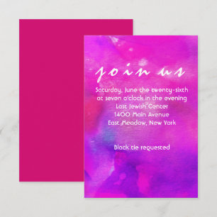 I'M FUCHSIA WATERCOLOR Bat Mitzvah Reception Card