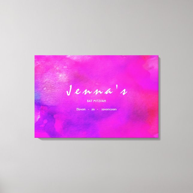 I'M FUCHSIA WATERCOLOR Bat Mitzvah Sign In Board (Front)