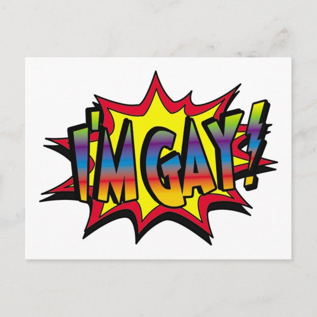 I'm Gay Burst Postcard (Front)