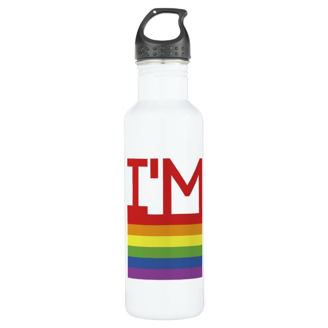 I'm Gay | Rainbow Flag 710 Ml Water Bottle (Front)