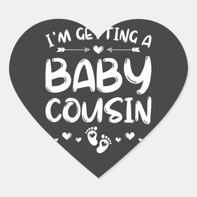 I'm Getting A Baby Cousin Gender Reveal Baby Heart Sticker (Front)