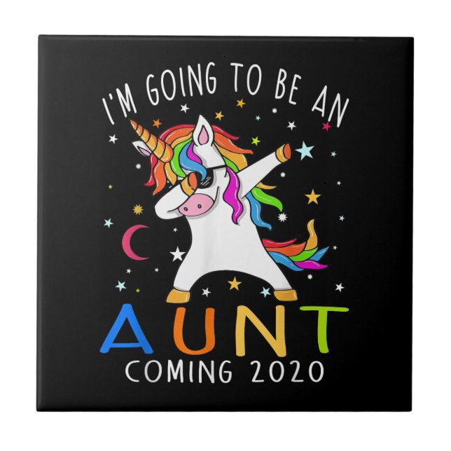 Im Going To Be An Aunt Coming 2020 Unicorn Gift Tile (Front)