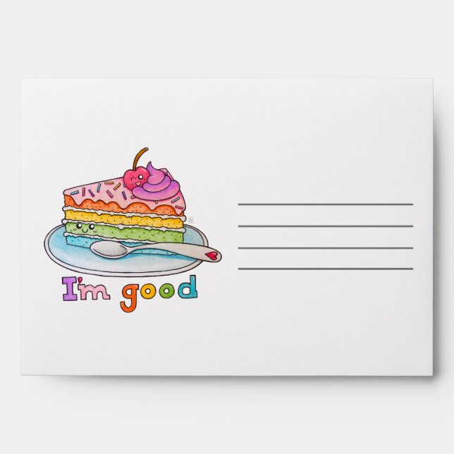 I'm Good, Kawaii Cartoon Rainbow Cake Envelope (Front)