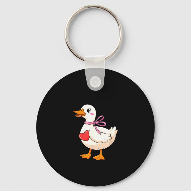 I'm Goosey For You Coquette Valentine Goose  Keychain (Front)