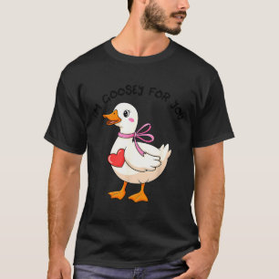 I'm Goosey For You Coquette Valentine Goose  T-Shirt