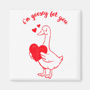 I'm Goosey For You Valentine Goose Hearts Minimal  Magnet