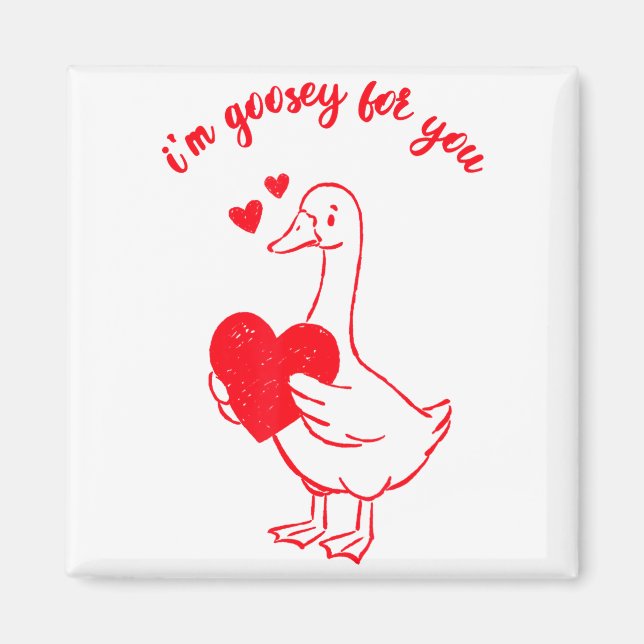I'm Goosey For You Valentine Goose Hearts Minimal  Magnet (Front)