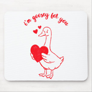 I'm Goosey For You Valentine Goose Hearts Minimal Mouse Pad
