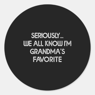 I'm Grandma's Favorite Grandson Granddaughter Humo Classic Round Sticker
