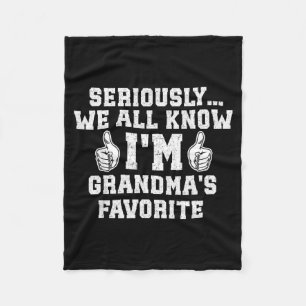 I'm Grandma's Favorite Grandson Granddaughter Humo Fleece Blanket