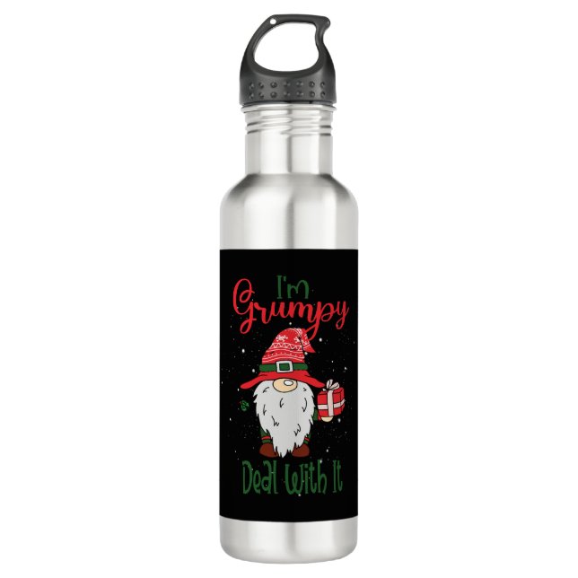 Im Grumpy Deal With It - Christmas Gnome Gift 710 Ml Water Bottle (Front)