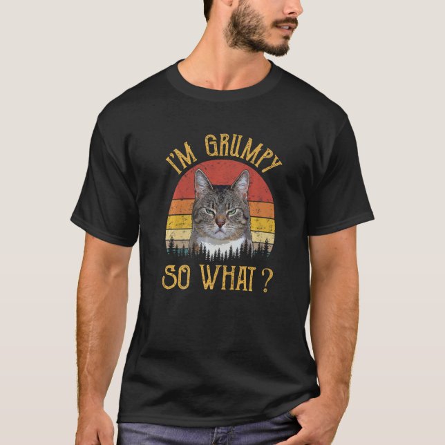 I'm Grumpy So What Kitten Catkin Kitty Funny Meme  T-Shirt (Front)