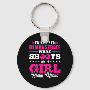 Im Happy Demonstrate Play Like A Girl Pool Player Keychain