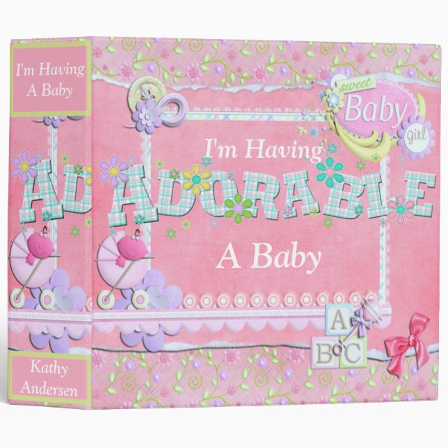 I'm Having a Baby - It's a Girl Pink Scrapbook Binder (Front/Spine)