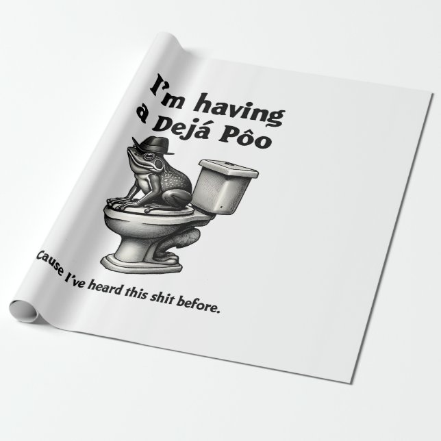 I'm Having a Déjà Poo Heard This Before Frog Wrapping Paper (Unrolled)