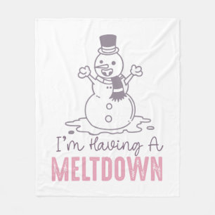 I'm Having a Meltdown - Funny Snowman Design Fleece Blanket