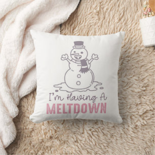 I'm Having a Meltdown - Funny Snowman Design Throw Pillow