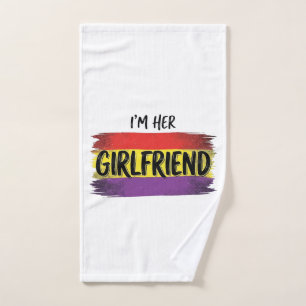 Im Her Girlfriend Rainbow Pride Vector Shirt Hand Towel