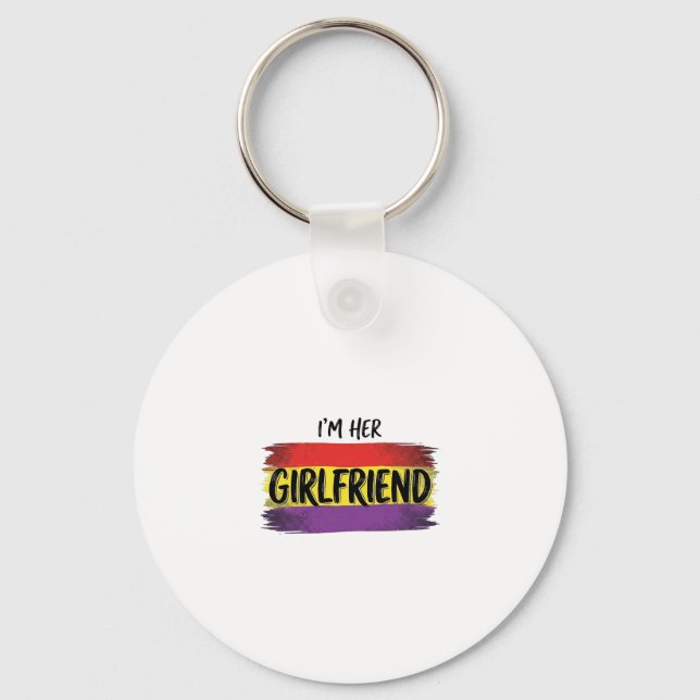 Im Her Girlfriend Rainbow Pride Vector Shirt Keychain (Front)