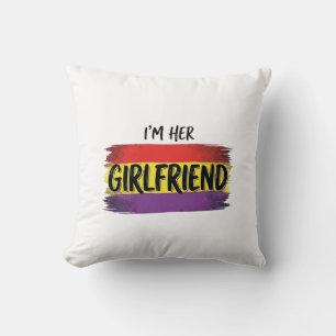 Im Her Girlfriend Rainbow Pride Vector Shirt Throw Pillow