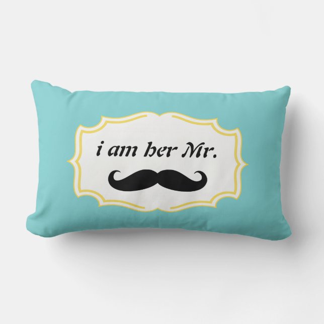 I'm Her Mr. Mustard Yellow Moustache Pillow (Front)