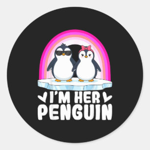 I'm Her Penguin Matching Couple Valentine Love Hea Classic Round Sticker