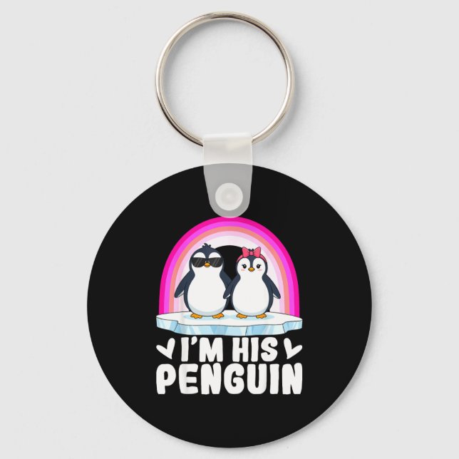 I'm Her Penguin Matching Couple Valentine Love Hea Keychain (Front)
