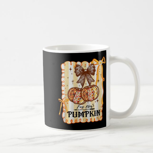 I'm Her Pumpkin Cherry Couple Coquette Bow Fall Th Coffee Mug (Right)