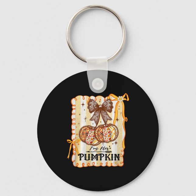 I'm Her Pumpkin Cherry Couple Coquette Bow Fall Th Keychain (Front)