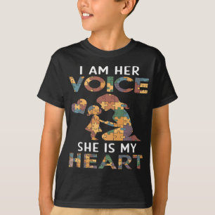 I'm Her Voice She Is My Heart Daughter Girl Autism T-Shirt
