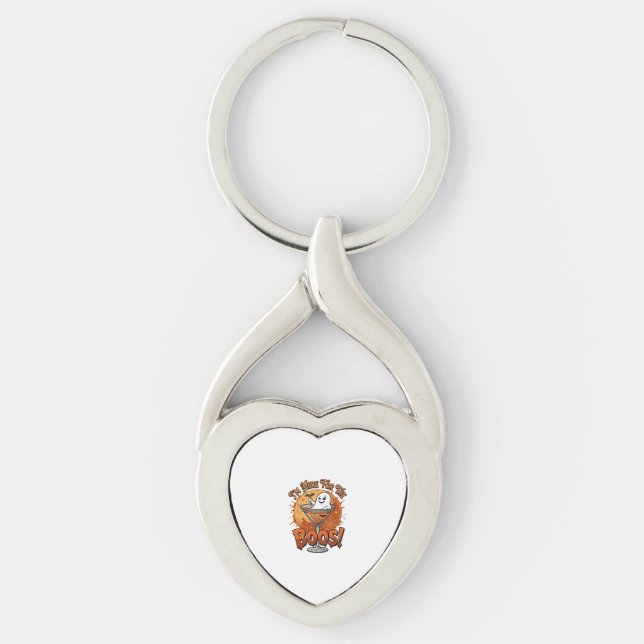 Im Here Boos Halloween Ghost Drink Spiderweb Bat_1 Keychain (Front)