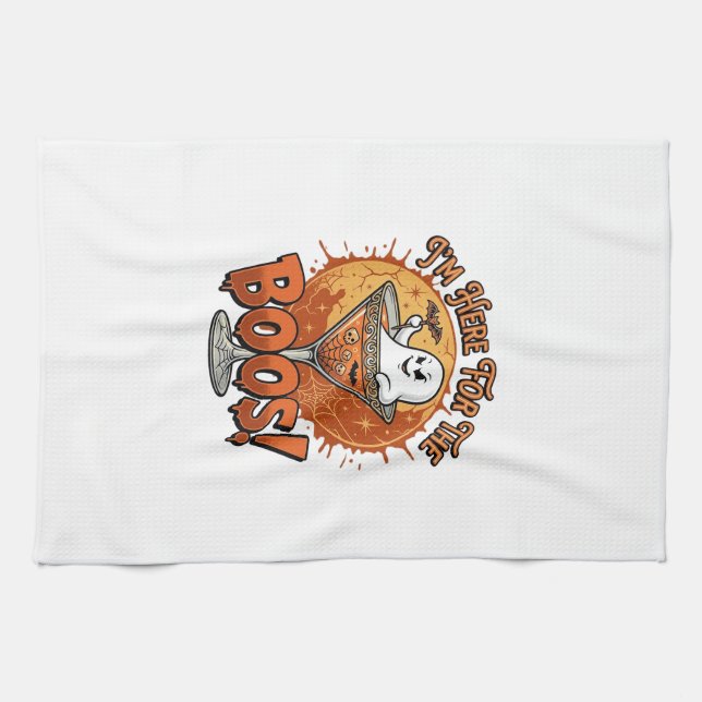 Im Here Boos Halloween Ghost Drink Spiderweb Bat_1 Kitchen Towel (Horizontal)