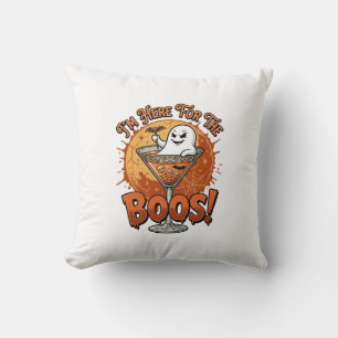 Im Here Boos Halloween Ghost Drink Spiderweb Bat_1 Throw Pillow