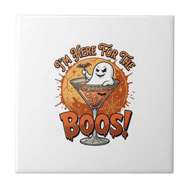 Im Here Boos Halloween Ghost Drink Spiderweb Bat_1 Tile (Front)