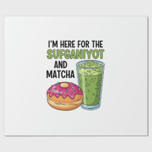 I'm Here For Sufganiyot And Matcha Hanukkah Jewish Wrapping Paper