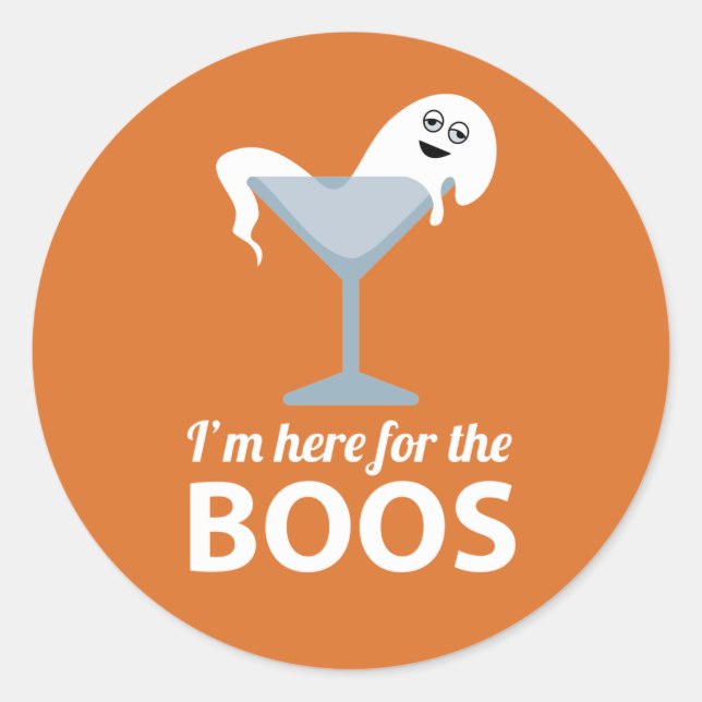I'm Here for the Boos Cute Halloween Classic Round Sticker (Front)