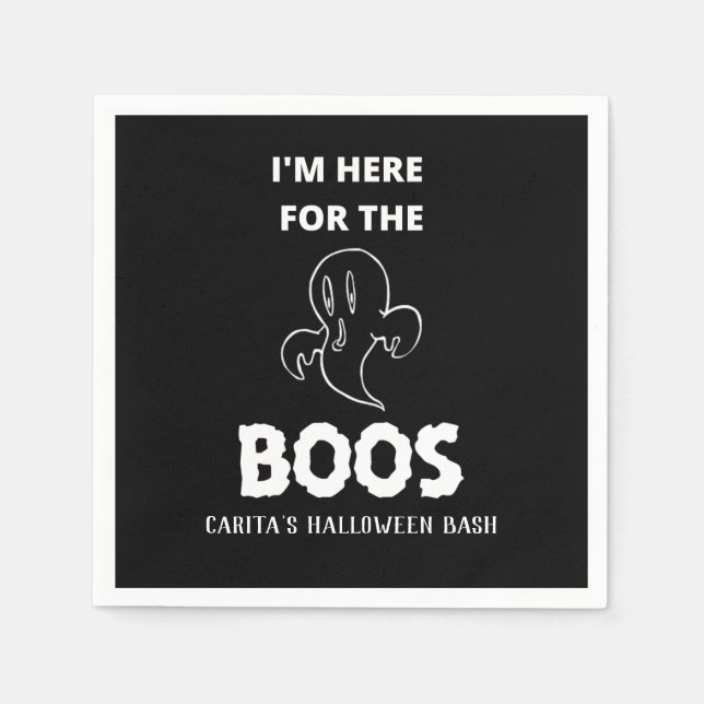 I'm Here For The Boos Personalized Cocktail Napkin (Front)