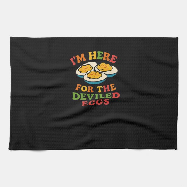 I'm Here for the Deviled Eggs Thanksgiving Classic Kitchen Towel (Horizontal)