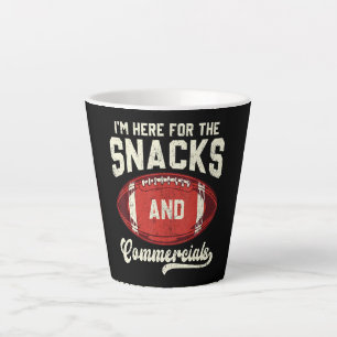 I'm Here For The Snacks And Commercials Football Latte Mug