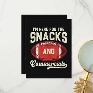 I'm Here For The Snacks And Commercials Football Thank You Card