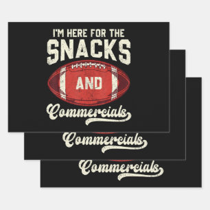 I'm Here For The Snacks And Commercials Football Wrapping Paper Sheet