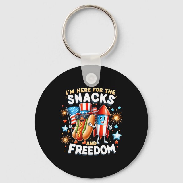 I'm Here For The Snacks And Freedom Independence D Keychain (Front)