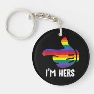 I'm Hers Rainbow Lesbian Couple Funny LGBT Pride M Keychain