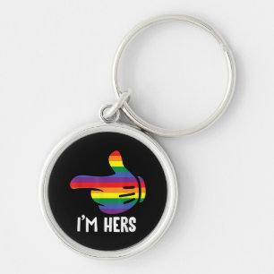 I'm Hers Rainbow Lesbian Couple Funny LGBT Pride M Keychain