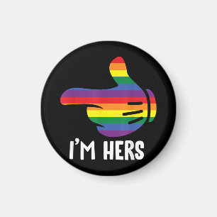 I'm Hers Rainbow Lesbian Couple Funny LGBT Pride M Magnet