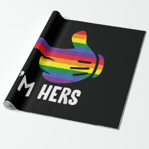 I'm Hers Rainbow Lesbian Couple Funny LGBT Pride M Wrapping Paper