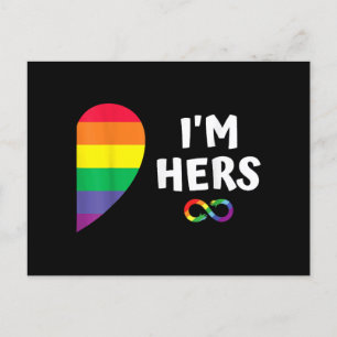 Im hers shes mine matching for pride lesbian coupl holiday postcard